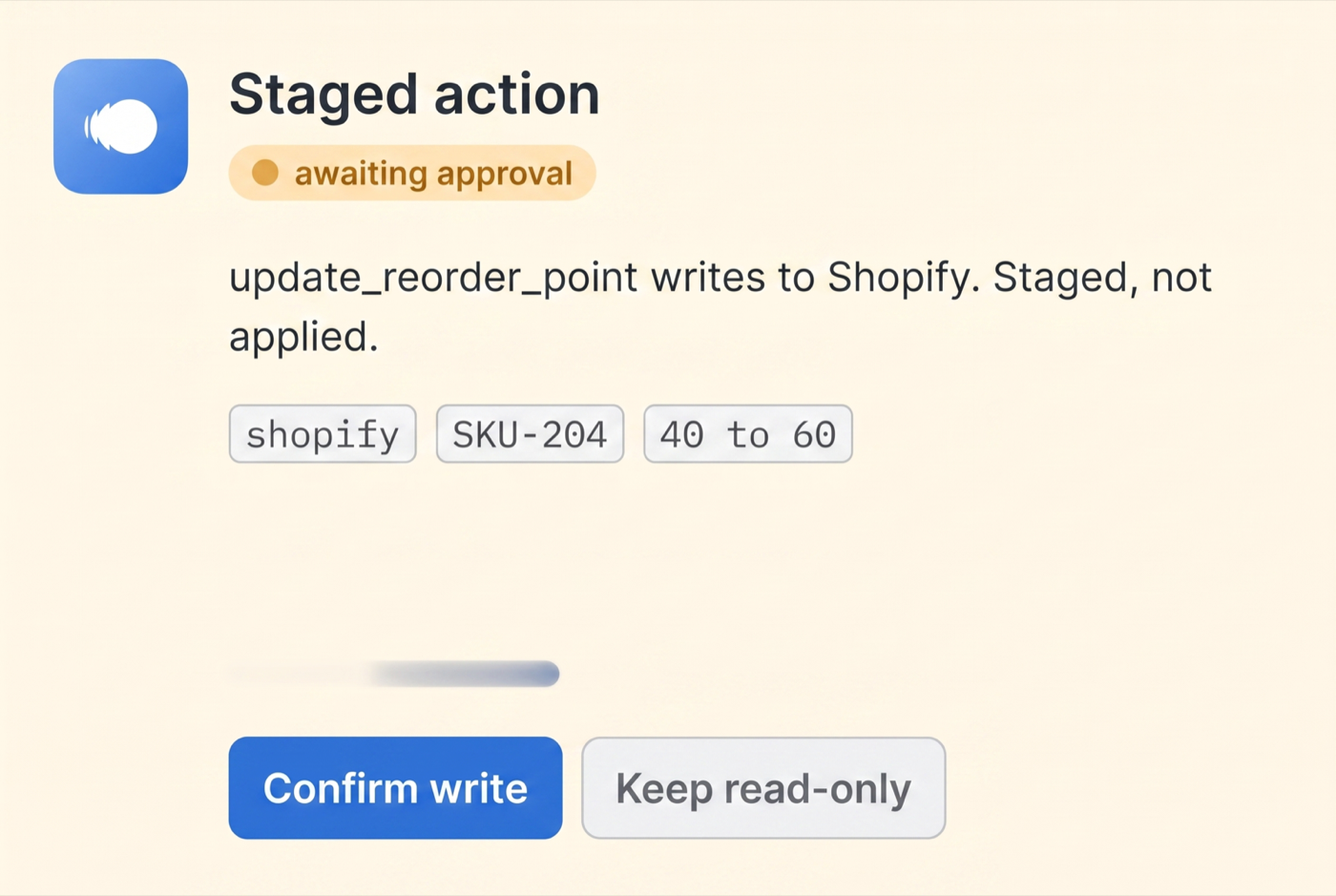 MCP: a staged action awaiting your approval